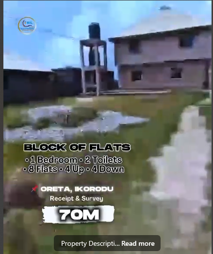 Block of 8 flats in Oreta, Ikorodu